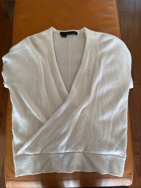 360 Cashmere pale pink Wrap-Front V-Neck Sweater short sleeve